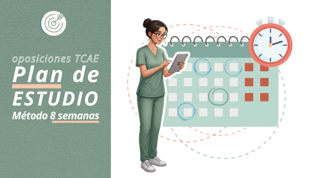 Ilustración del método de estudio en 3 fases para planificar 8 semanas de preparación TCAE.
